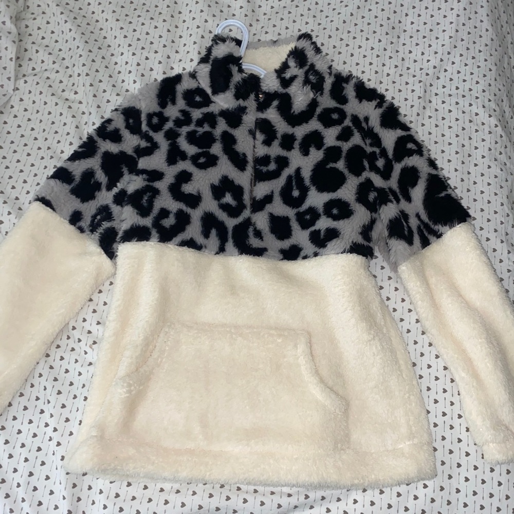 Cheetah print quarter zip